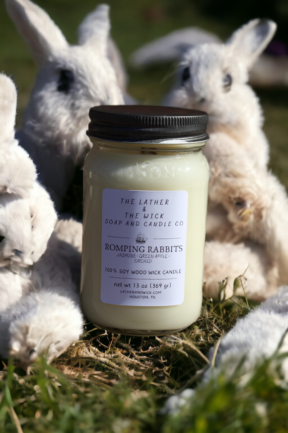 Romping Rabbits - Wood Wick Candle